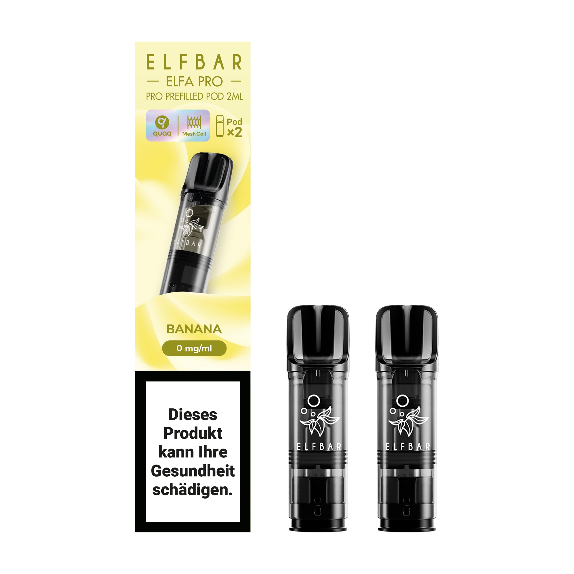 elfbar elfa pro pods ohne nikotin mit banana aroma, 2 pods mit 1200 puffs
