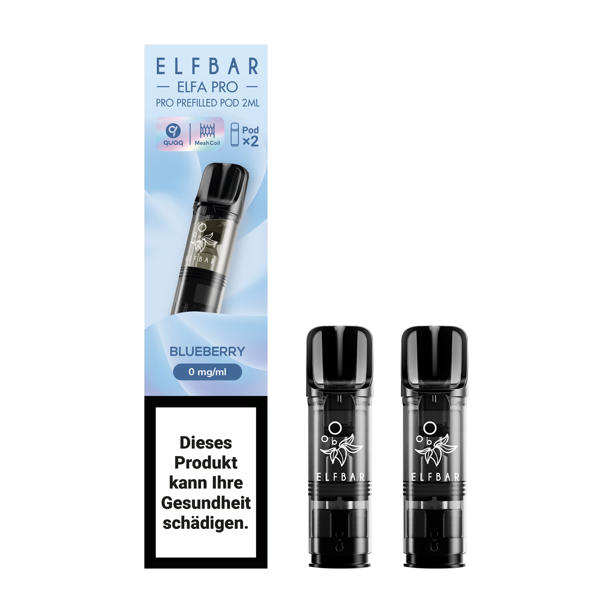 elfbar elfa pro pods ohne nikotin mit blueberry aroma, 2 pods mit 1200 puffs