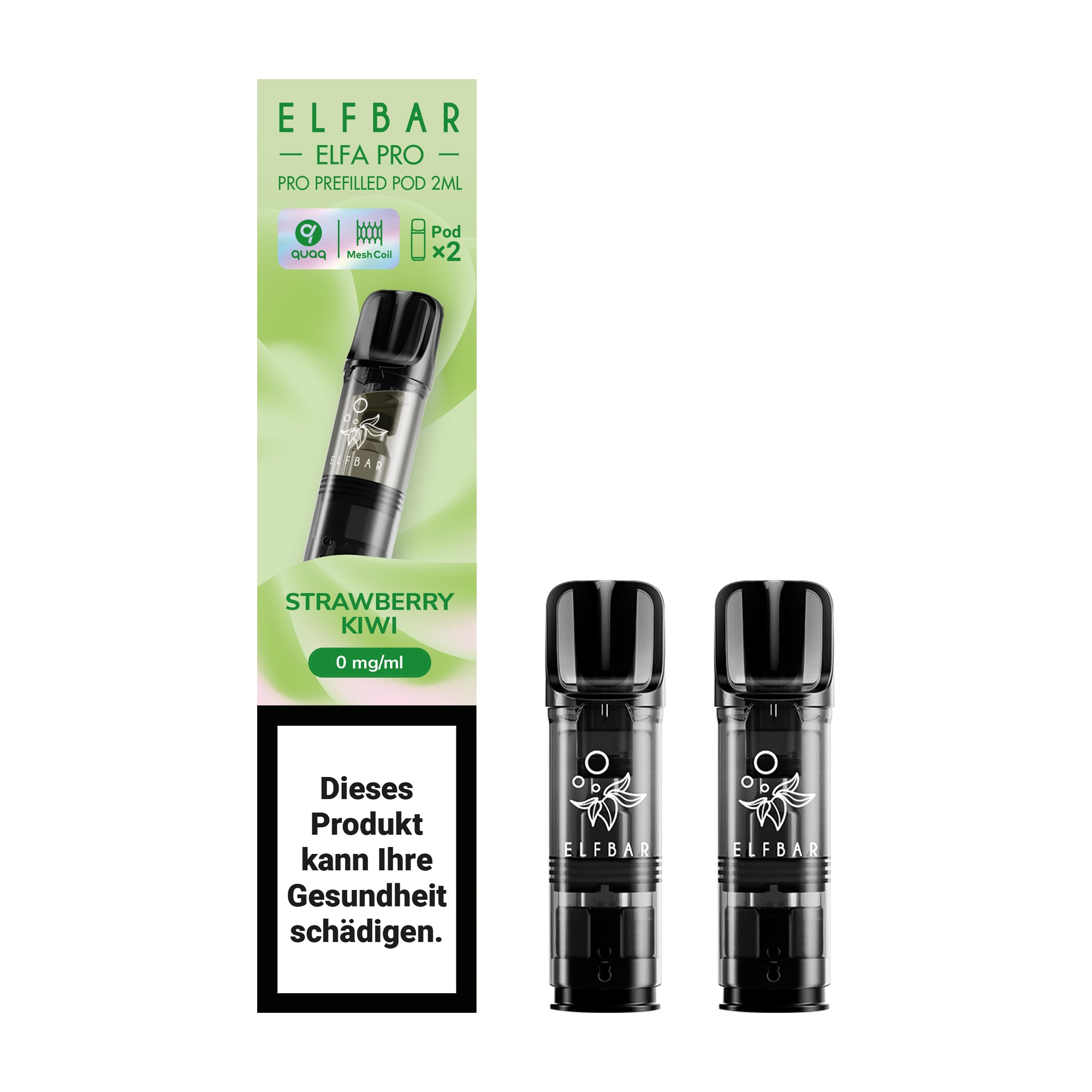 elfbar elfa pro pods ohne nikotin mit strawberry kiwi aroma, 2 pods mit 1200 puffs