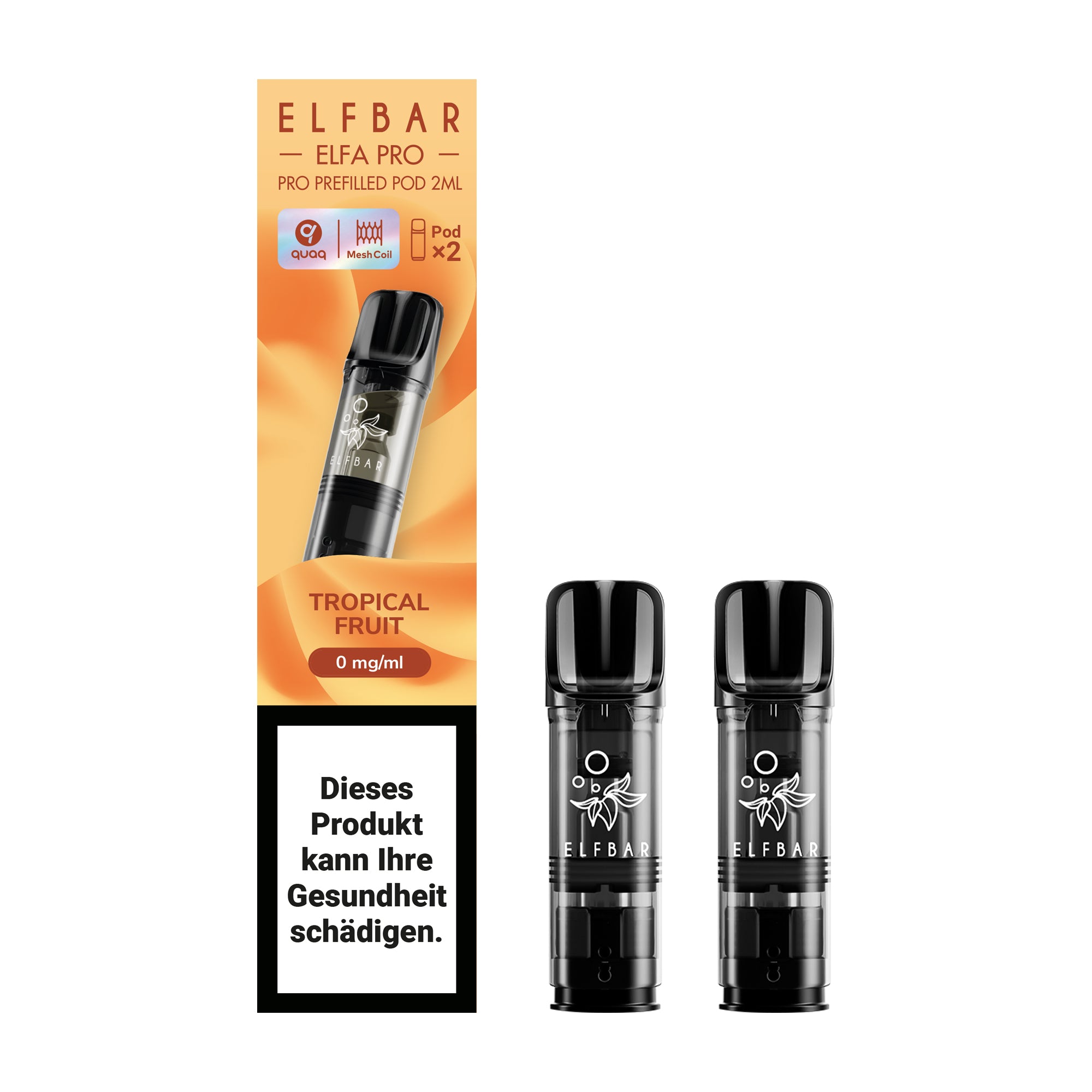 elfbar elfa pro pods ohne nikotin mit tropical fruit aroma, 2 pods mit 1200 puffs