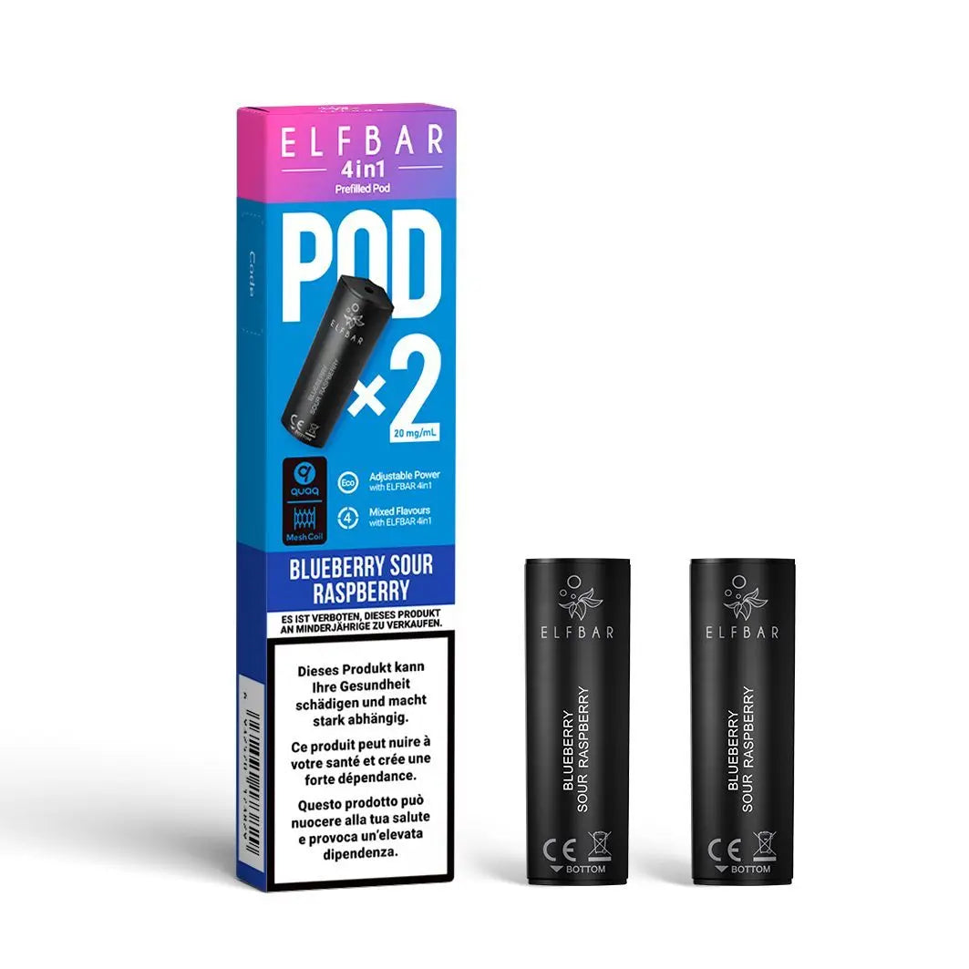 elfbar 4in1 pods 20mg nikotin 2er Pack, blueberry sour raspberry
