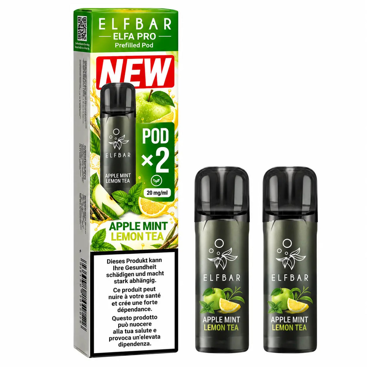 Elfbar Elfa Pro V2 Pods 20mg - Apple Mint Lemon Tea 2er Pack