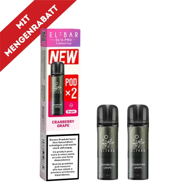 Elfbar Elfa Pro V2 Pods 20mg - Cranberry Grape 2er Pack