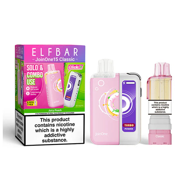 ELFBAR JOIN ONE 15 CLASSIC juicy peach 20mg kit mit pod und usb c akku