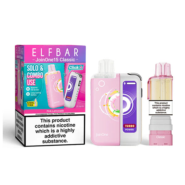 ELFBAR JOIN ONE 15 CLASSIC pink lemonade 20mg kit mit pod und usb c akku