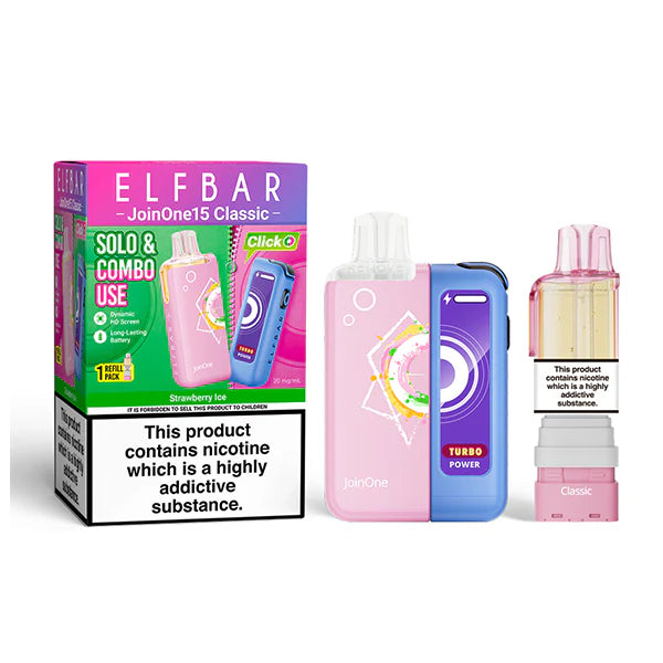 ELFBAR JOIN ONE 15 CLASSIC strawberry ice 20mg kit mit pod und usb c akku