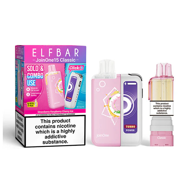 ELFBAR JOIN ONE 15 CLASSIC strawberry raspberry cherry ice 20mg kit mit pod und usb c akku