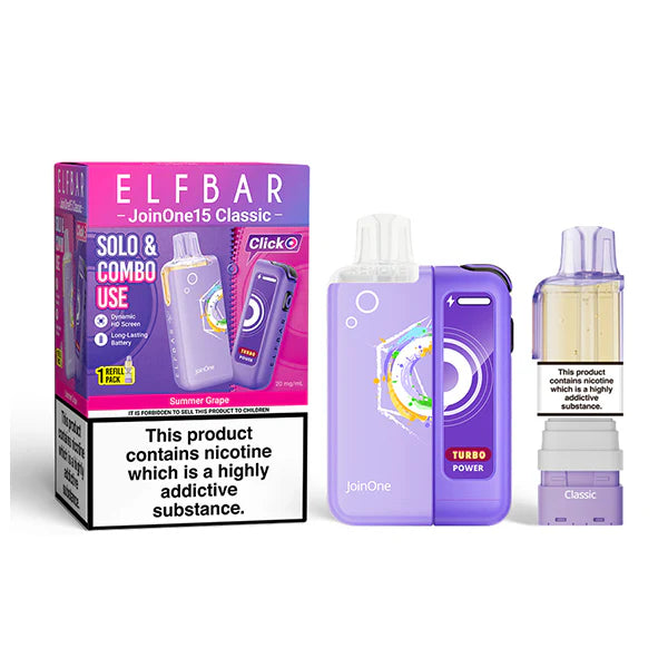 ELFBAR JOIN ONE 15 CLASSIC summer grape 20mg kit mit pod und usb c akku
