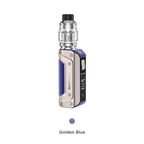GEEKVAPE aegis solo 3 golden blue e zigarette geraet in blau goldener ausfuehrung mit integriertem akku und display