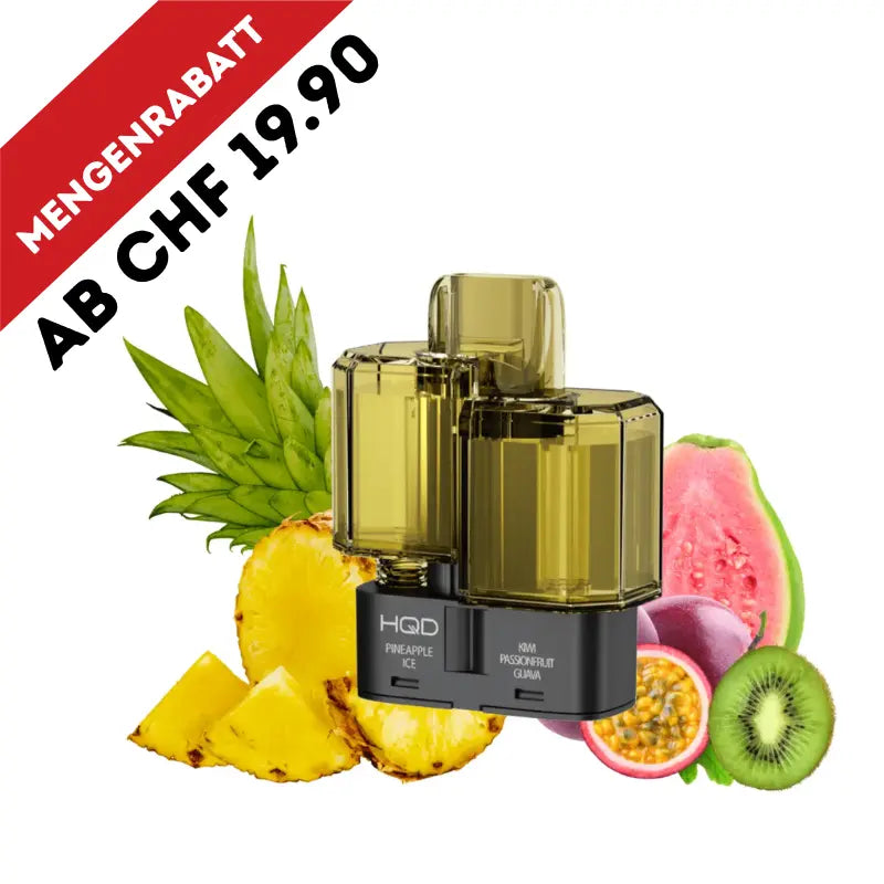 HQD Dual 35K Pod - Pineapple Ice & Kiwi Passionfruit Guava 20mg