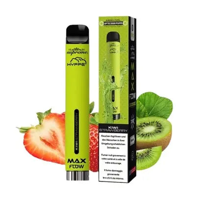 vapes hyppe max flow 2000 puffs ohne nikotin, kiwi strawberry