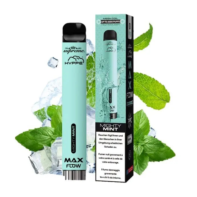 vapes hyppe max flow 2000 puffs ohne nikotin, mighty mint