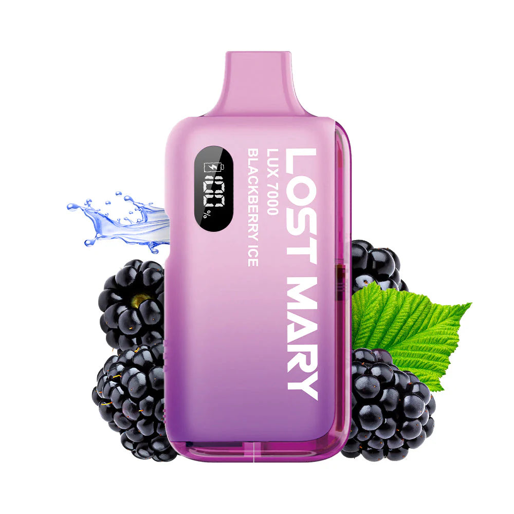 LOST MARY lux 7000 blackberry ice einweg e zigarette mit brombeere und menthol geschmack vorgefuellt mit integriertem akku und zugautomatik
