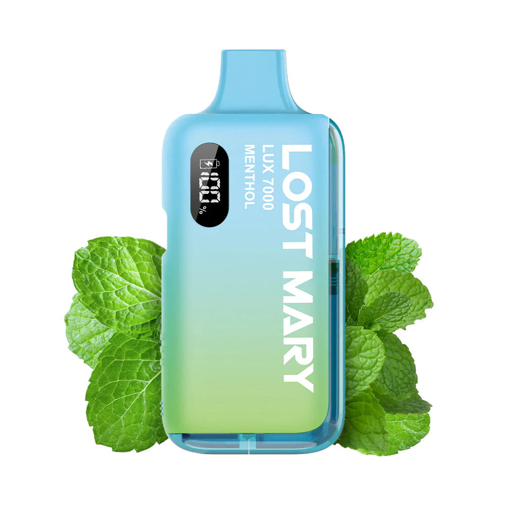 LOST MARY lux 7000 menthol einweg e zigarette mit menthol geschmack vorgefuellt mit integriertem akku und zugautomatik