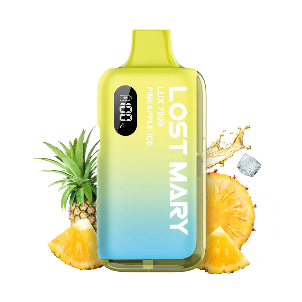 LOST MARY lux 7000 pineapple ice einweg e zigarette mit ananas und menthol geschmack vorgefuellt mit integriertem akku und zugautomatik