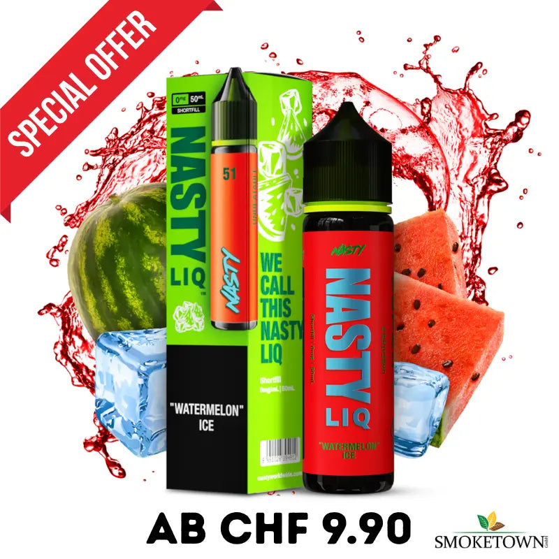 NASTY LIQ e liquid watermelon ice 50ml nachfuellflasche mit wassermelone und menthol geschmack fuer e zigaretten in plastikflasche