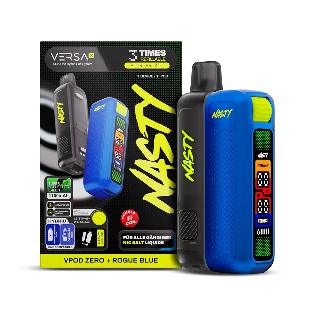 NASTY versa x podsystem starter kit blau wiederaufladbares vape podsystem modernes design made in china
