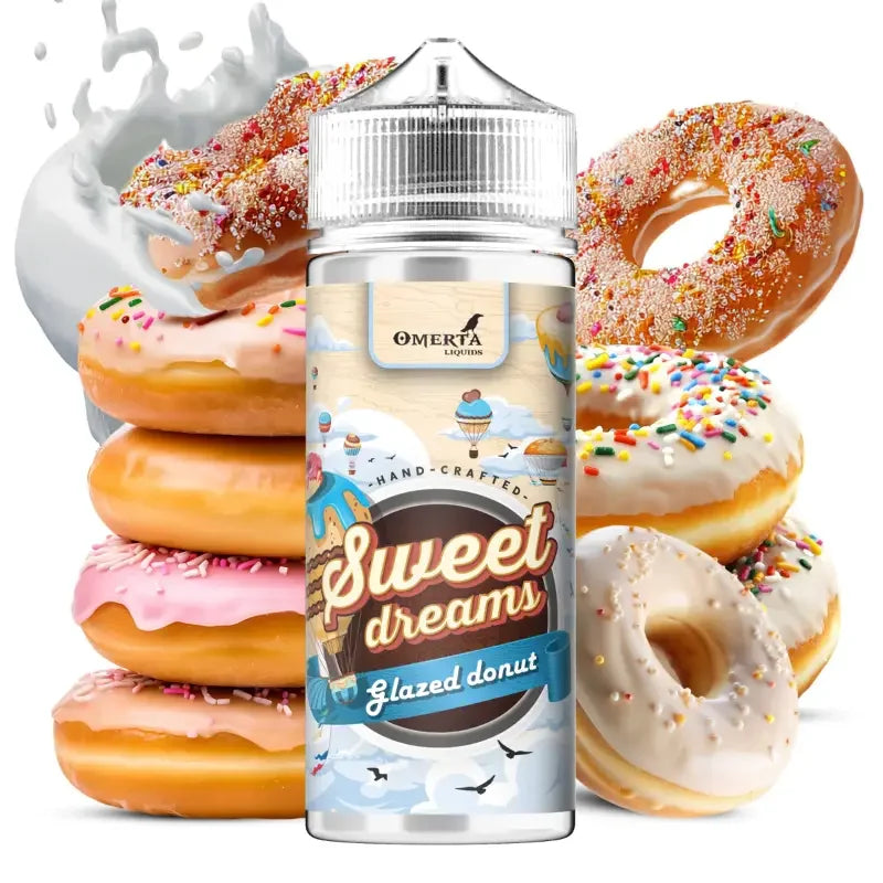 Omerta Sweet Dreams E-Liquid Glazed Donut, 80ml Shortfill in 120ml Flasche – nikotinfreies Liquid für E-Zigaretten.