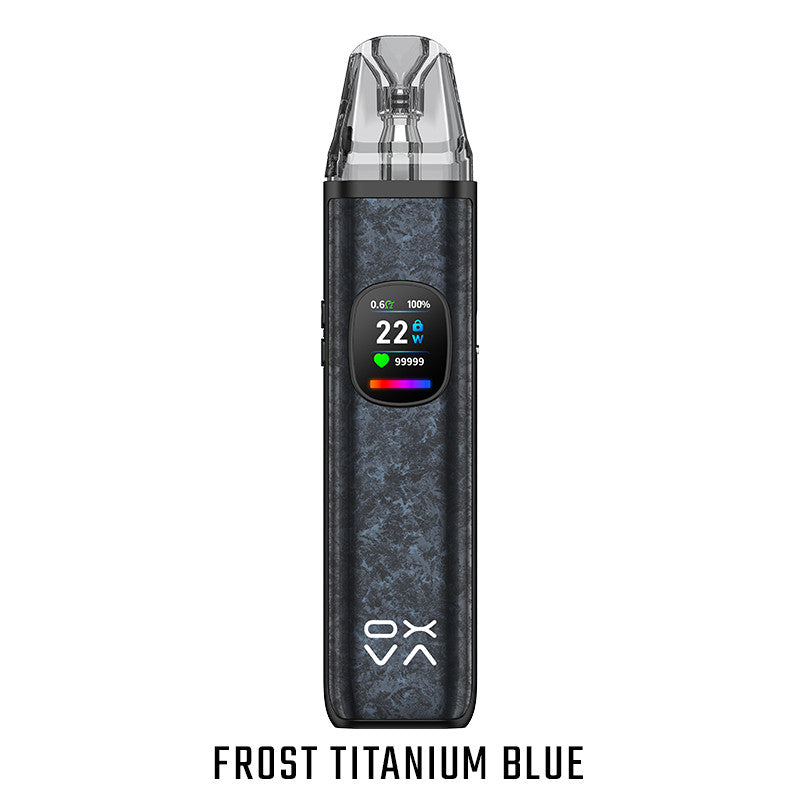 OXVA xlim pro 2 dna frost titanium blue pod system e zigarette geraet in blauer ausfuehrung mit integriertem akku und display