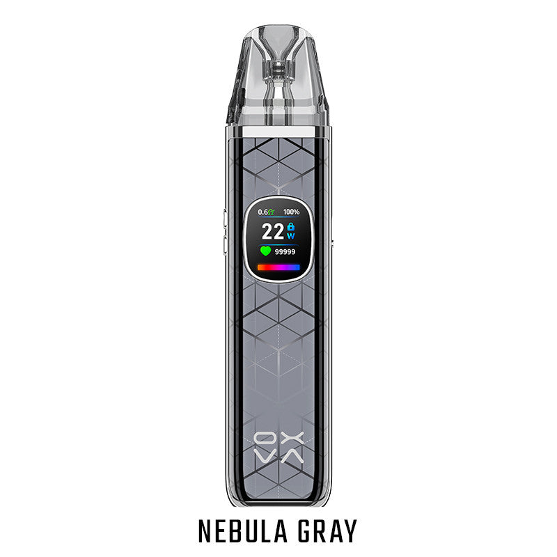 OXVA xlim pro 2 dna nebula gray pod system e zigarette geraet in grauer ausfuehrung mit integriertem akku und display