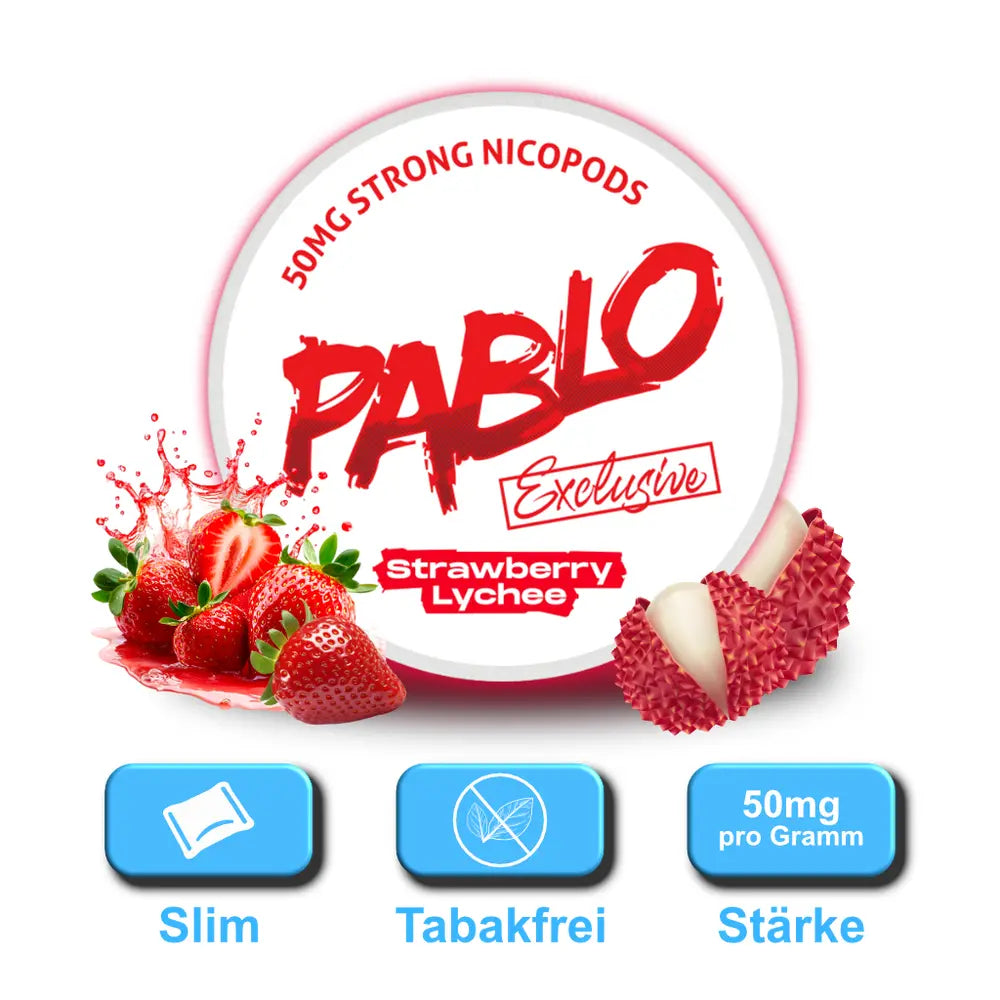 pablo snus dose strawberry lychee 50mg nikotin slim format