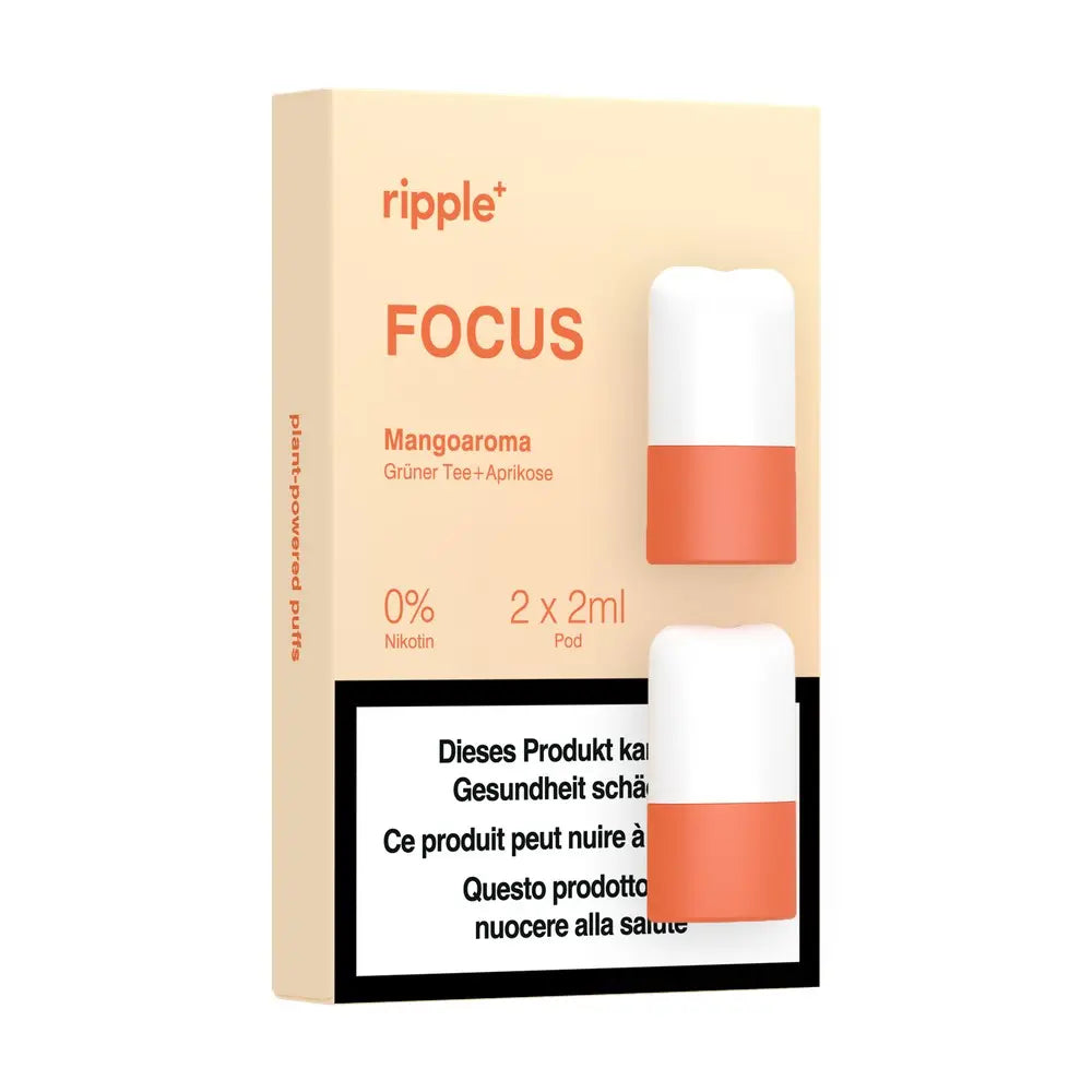 RIPPLE PLUS pod focus mango gruener tee aprikose 2ml nikotinfrei aromapod made in gb
