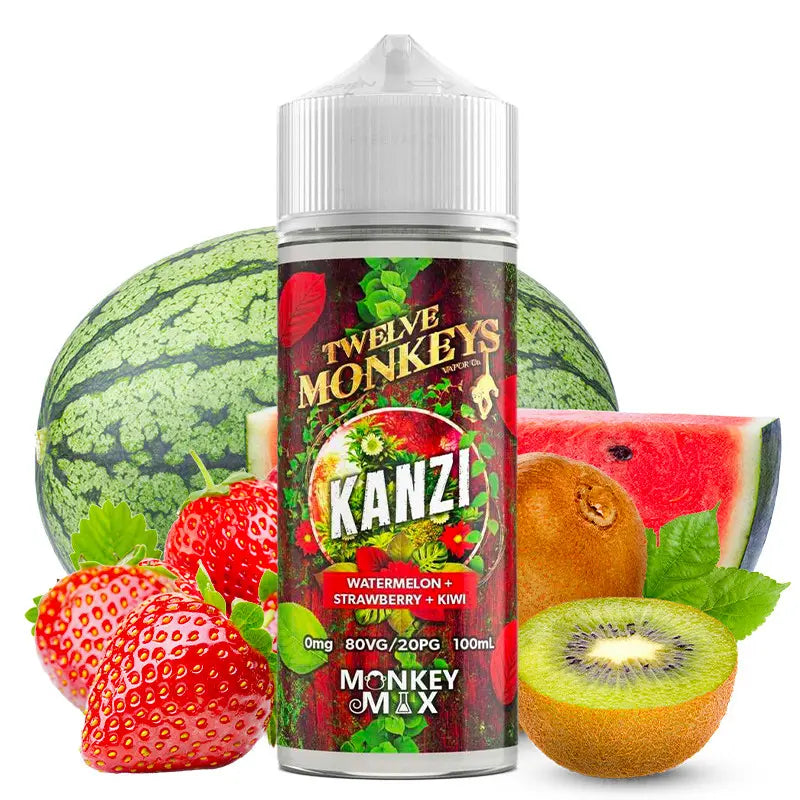 e-liquid twelve monkeys 100ml ohne nikotin, kanzi watermelon strawberry kiwi