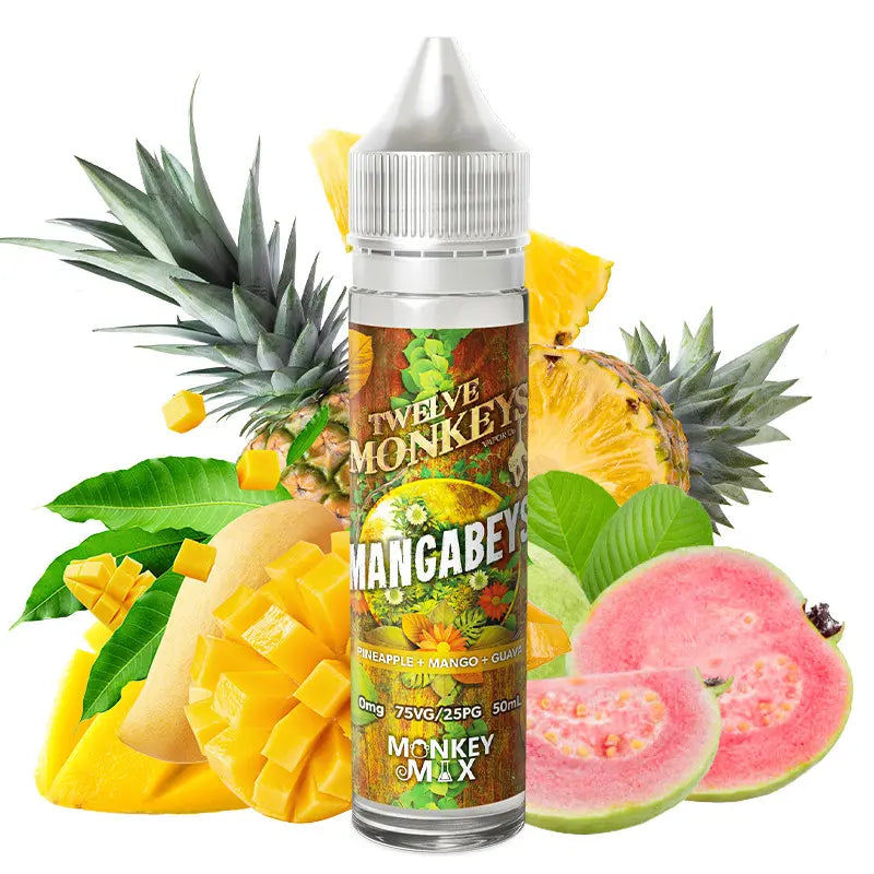 e-liquid twelve monkeys 50ml ohne nikotin, mangabeys ananas mango guava
