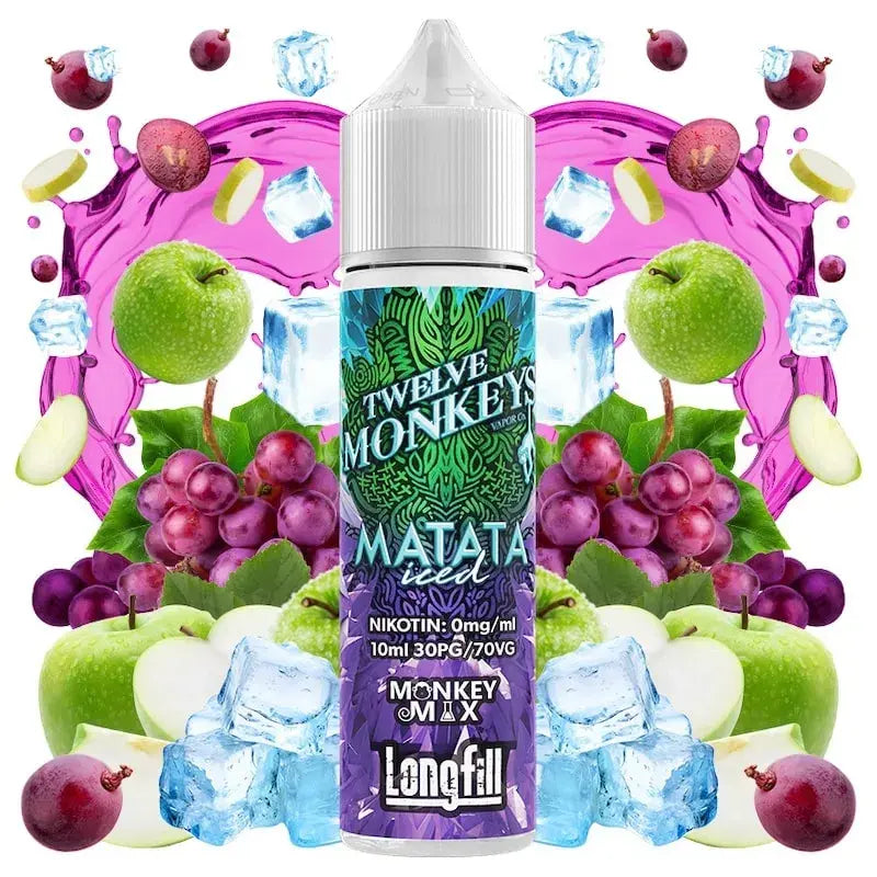 TWELVE MONKEYS matata iced longfill aroma nachfuellflasche mit fruchtigem menthol aroma fuer e zigaretten in plastikflasche