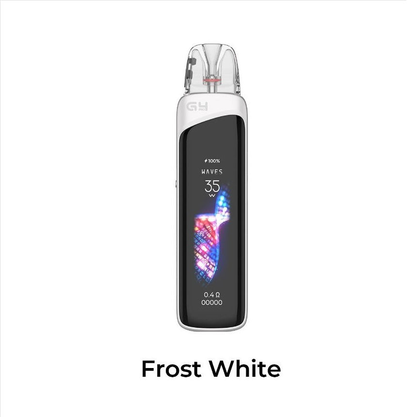UWELL caliburn g4 pro frost white pod system e zigarette geraet in weisser ausfuehrung mit integriertem akku und display