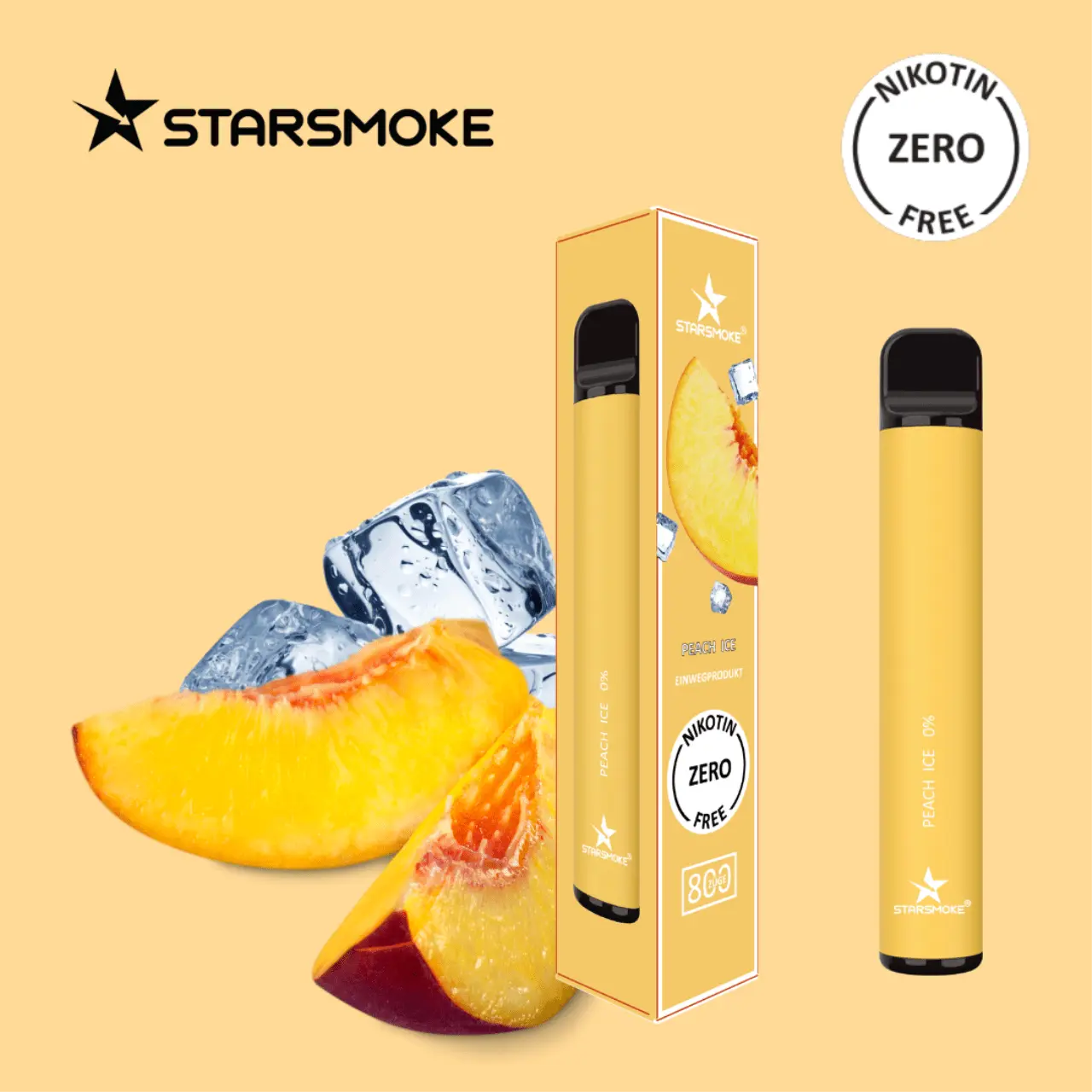 vapes starsmoke mit 800 puffs ohne nikotin peach ice