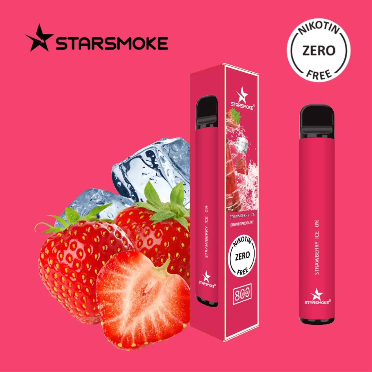 vapes starsmoke mit 800 puffs ohne nikotin strawberry ice