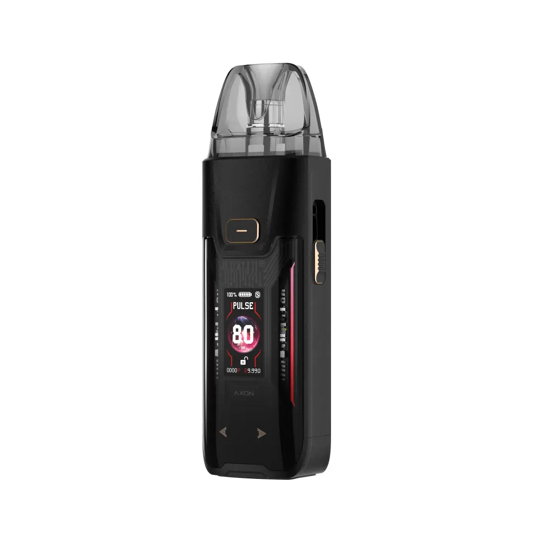 VAPORESSO xr max 2 black leather pod system e zigarette geraet in schwarzer lederoptik mit integriertem akku und display