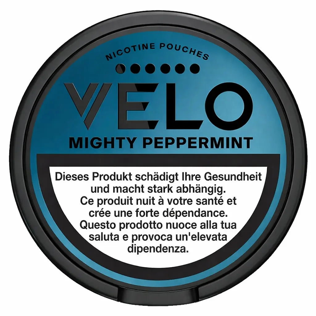 VELO snus mighty peppermint intense 16mg nikotinbeutel mit starkem pfefferminz geschmack fuer intensiven nikotingenuss