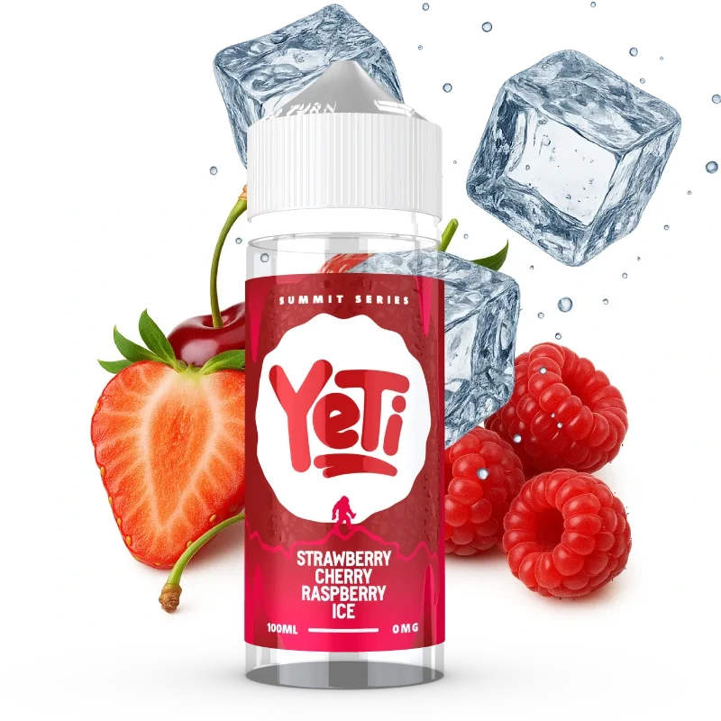 YETI SUMMIT strawberry cherry raspberry ice 100ml shortfill flasche mit erdbeeren kirschen himbeeren und ice premium e liquid made in gb